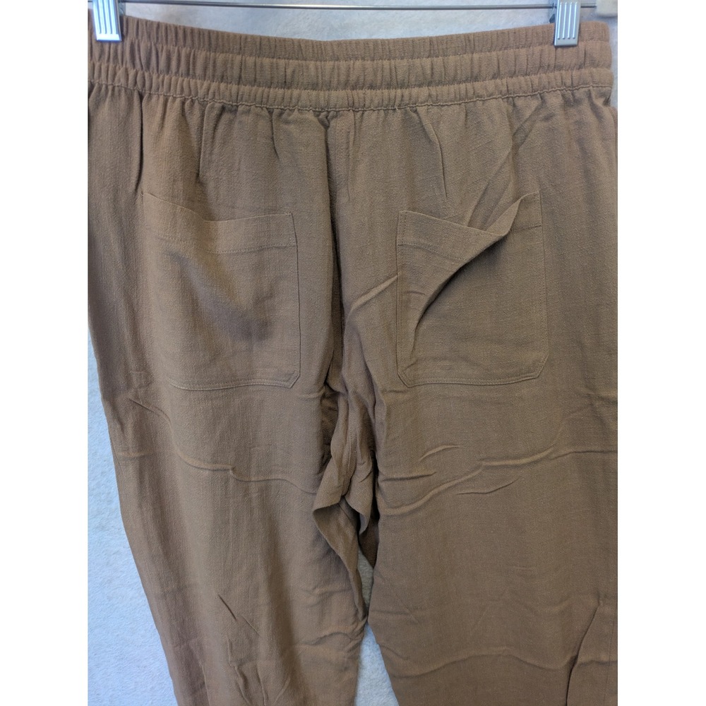 NEW Be Cool Pants Women's Large Tan Linen Blend High Rise Relaxed - Picture 5 of 9